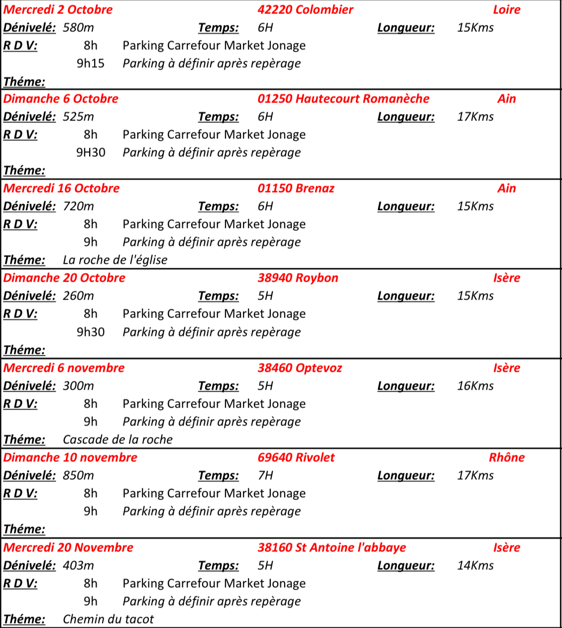 Programme 4ème trimestre 2024