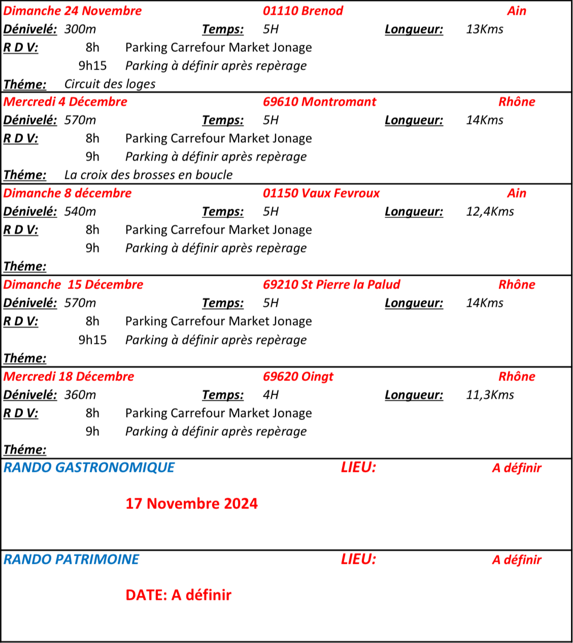 Programme 4ème trimestre 2024